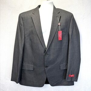 NWT $220 Chaps Blazer Mens 46R Slim Fit Gray Suit Jacket Two Button Sport Coat
